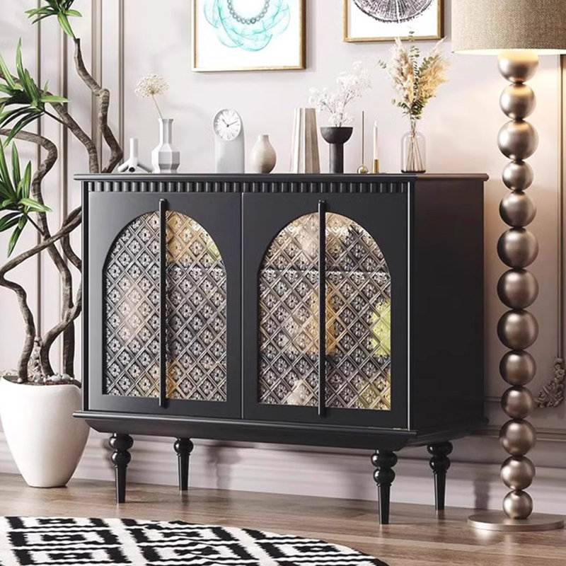 Black Solid Wood Sideboard, Black