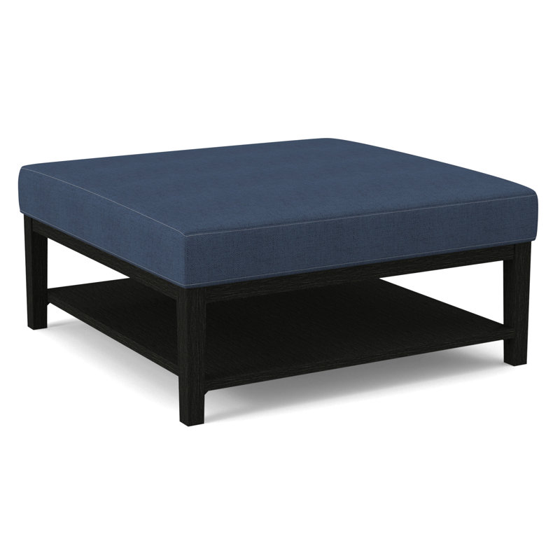 Hammond Square Ottoman, Antique Black Finish, Gray Sugar Performance; 0863-84