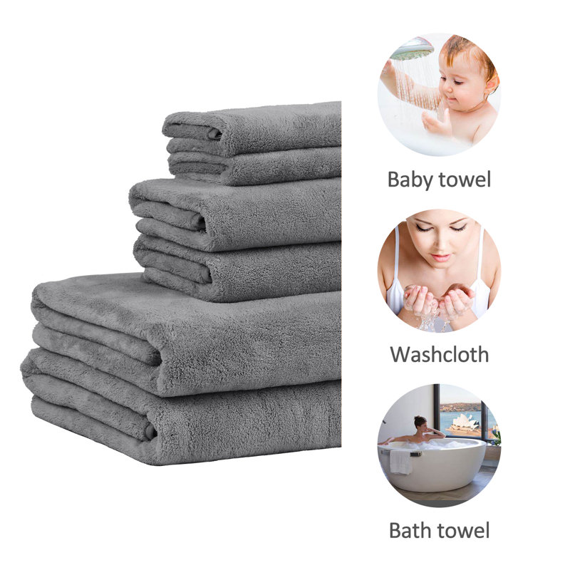 Ensemble de serviettes de bain 6 pièces, Gris