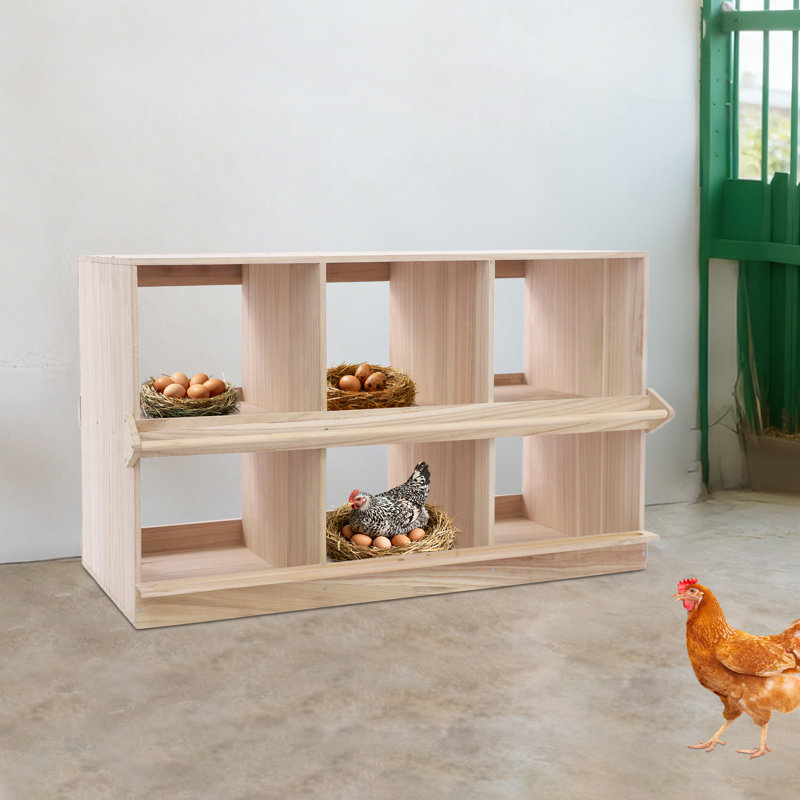 6 Hole Wood Nesting Box For Chickens