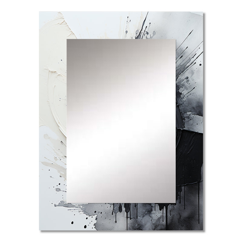 Noir et blanc Zen Spiral I - abstrait spirales murales, miroir décoratif gris, art en métal imprimé, 32 po x 24 po