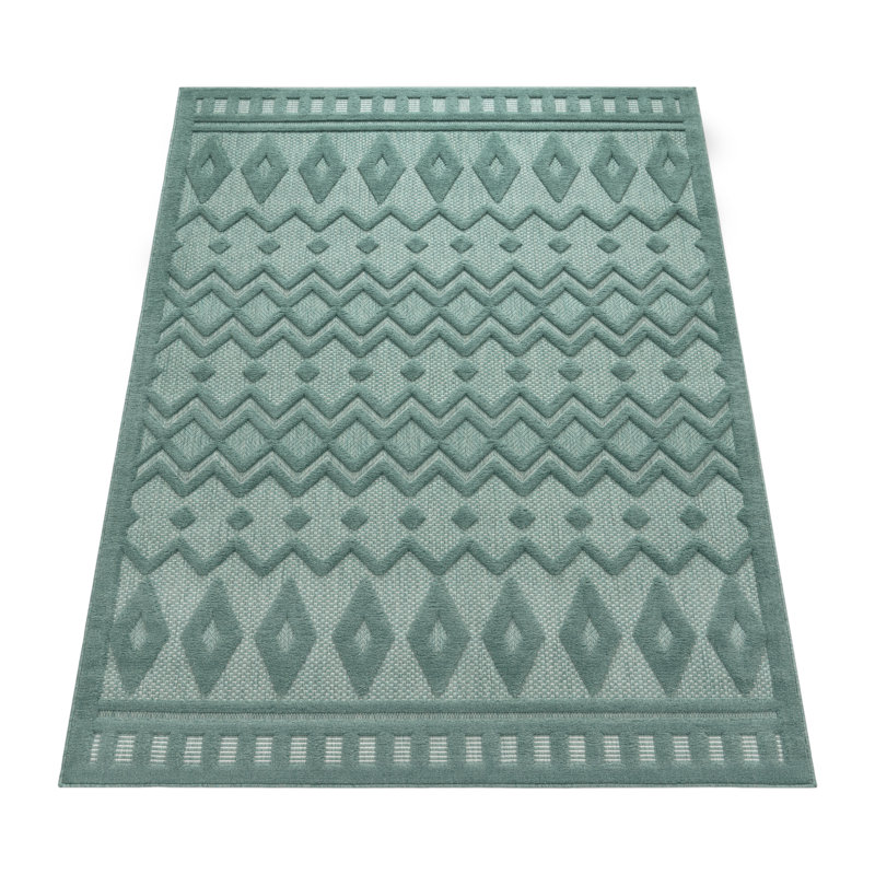 Tapis intérieur / extérieur en polypropylène tissé à la machine Jelany, Rectangle 3 pi 11 po x 5 pi 3 po