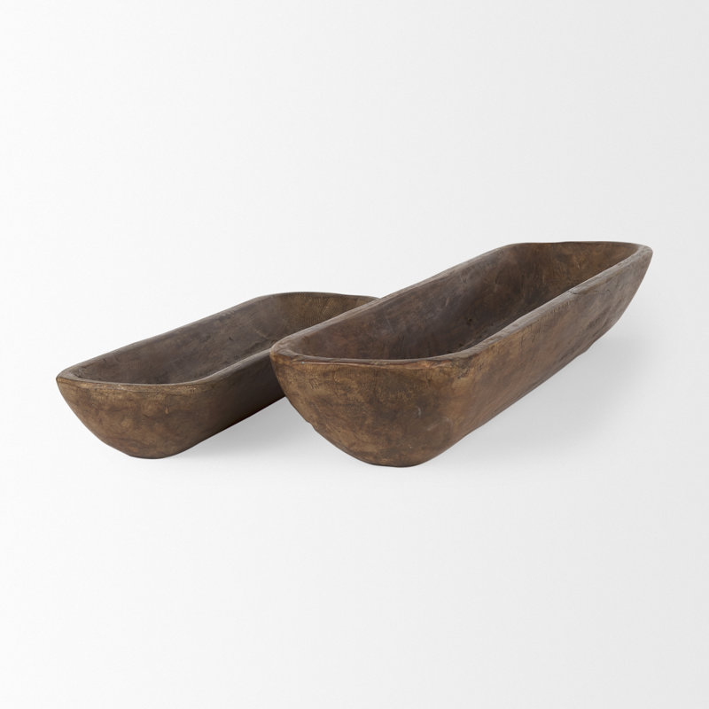 Plateau en bois massif Moores - ensemble de 2, Brun