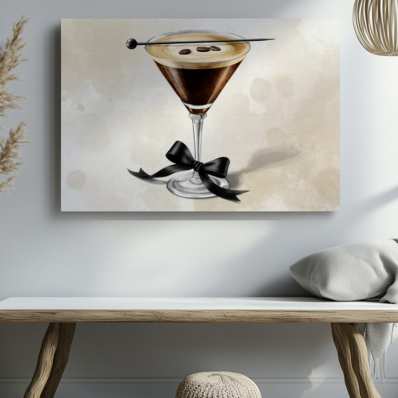 Toile «Martini espresso magnifiquement illustrée dans un verre élégant et élégant», mettant en vedette un riche liquide brun foncé surmonté d'une toile