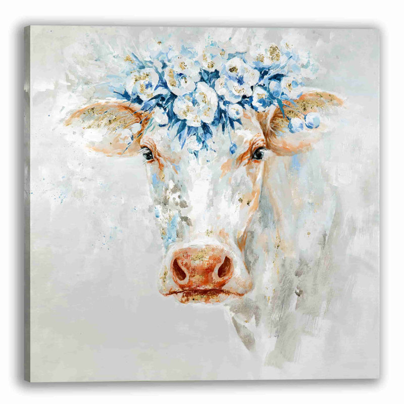 Leslye, fleur de vache sur toile, H 12 po x l 12 po x P 1 po