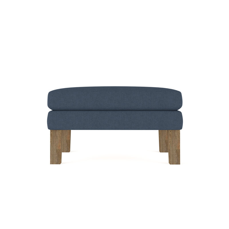 Charlton Ottoman, Plush Velvet Blue Print, Weathered