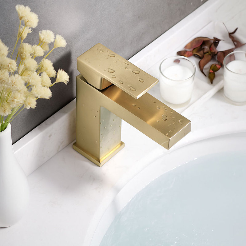Single Hole Single handle Bathroom Faucet with Drain Assembly, Brushed Gold