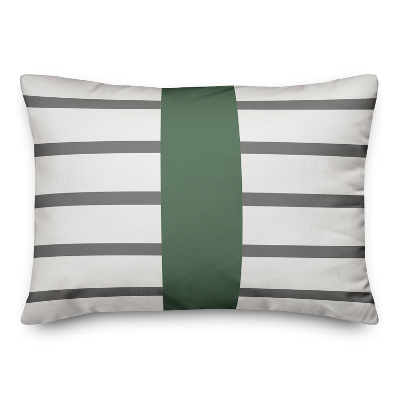 Housse et insert de coussin rectangulaire d'extérieur Mirrored Stripes 17, Vert