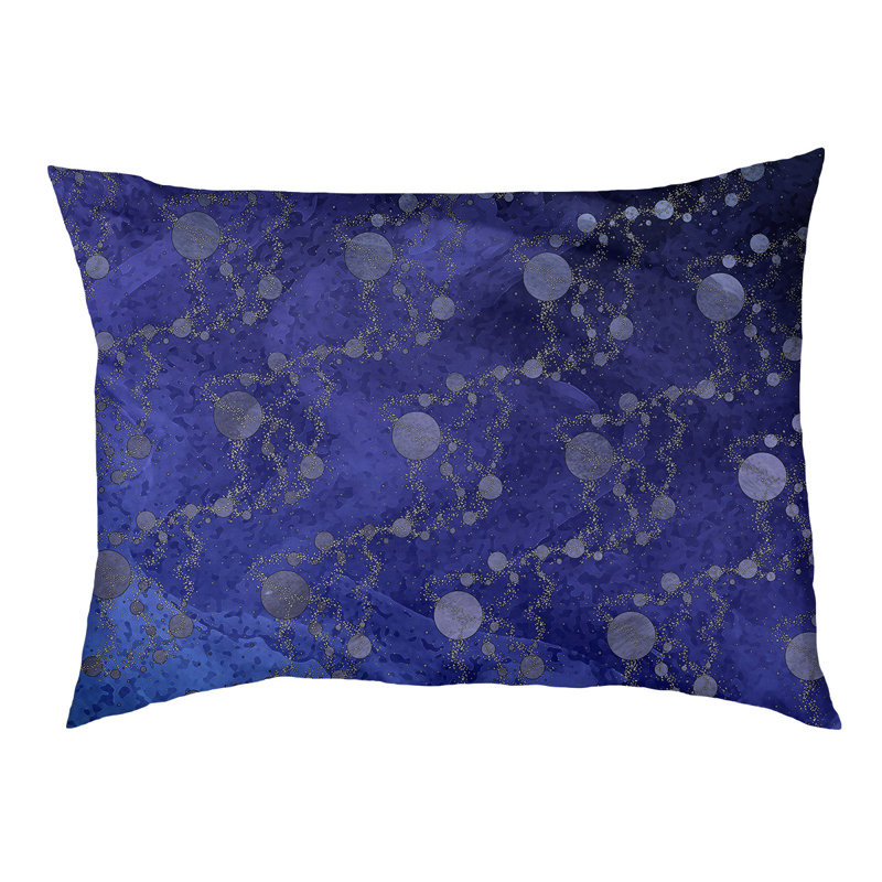 Coussin d'extérieur pour chien Byrge Planets Stars, Moyen (L 29,5 po x P19,5 po x H 9,5 po), Bleu foncé