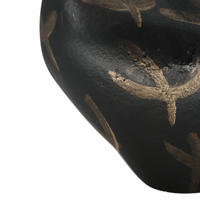 Decorative Abstract Table Vase for Home Decor – Modern Flower Vase for Shelf Styling, Tabletop Entryway, and Living Room Decor – 9", Black/ Gold