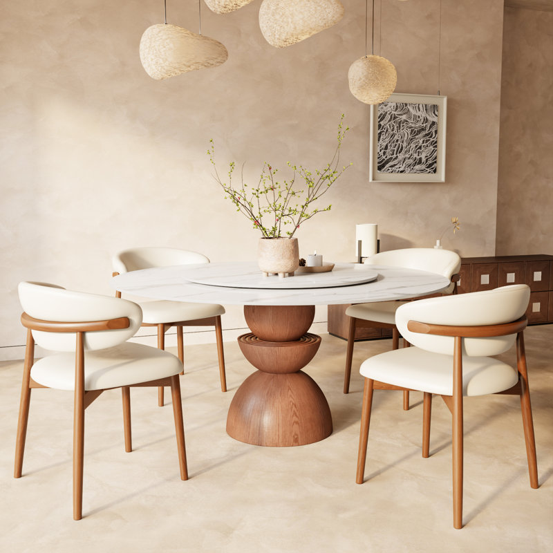 Round Conlon With Lazy Susan, 29.53"H x 47.24"L x 47.24"W, White