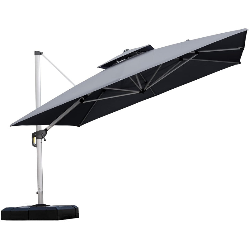 Parasol de patio double 11 pi x 11 pi, Gris