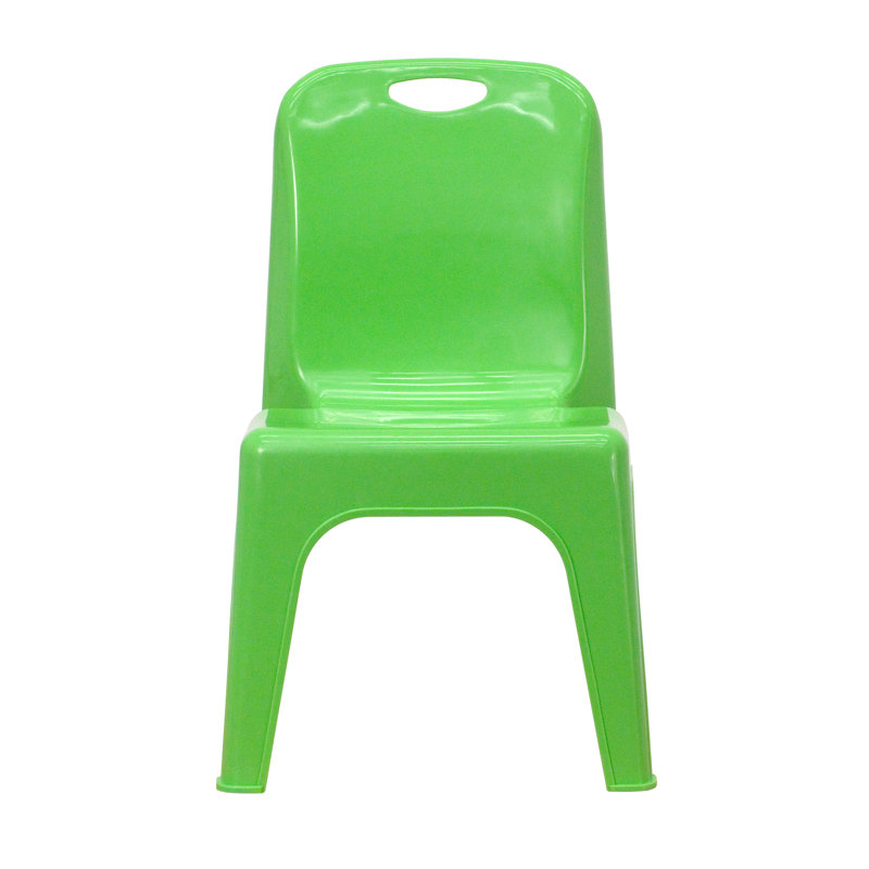 Green Plastic Armless Stackable School Chairs, 11" Seat Height