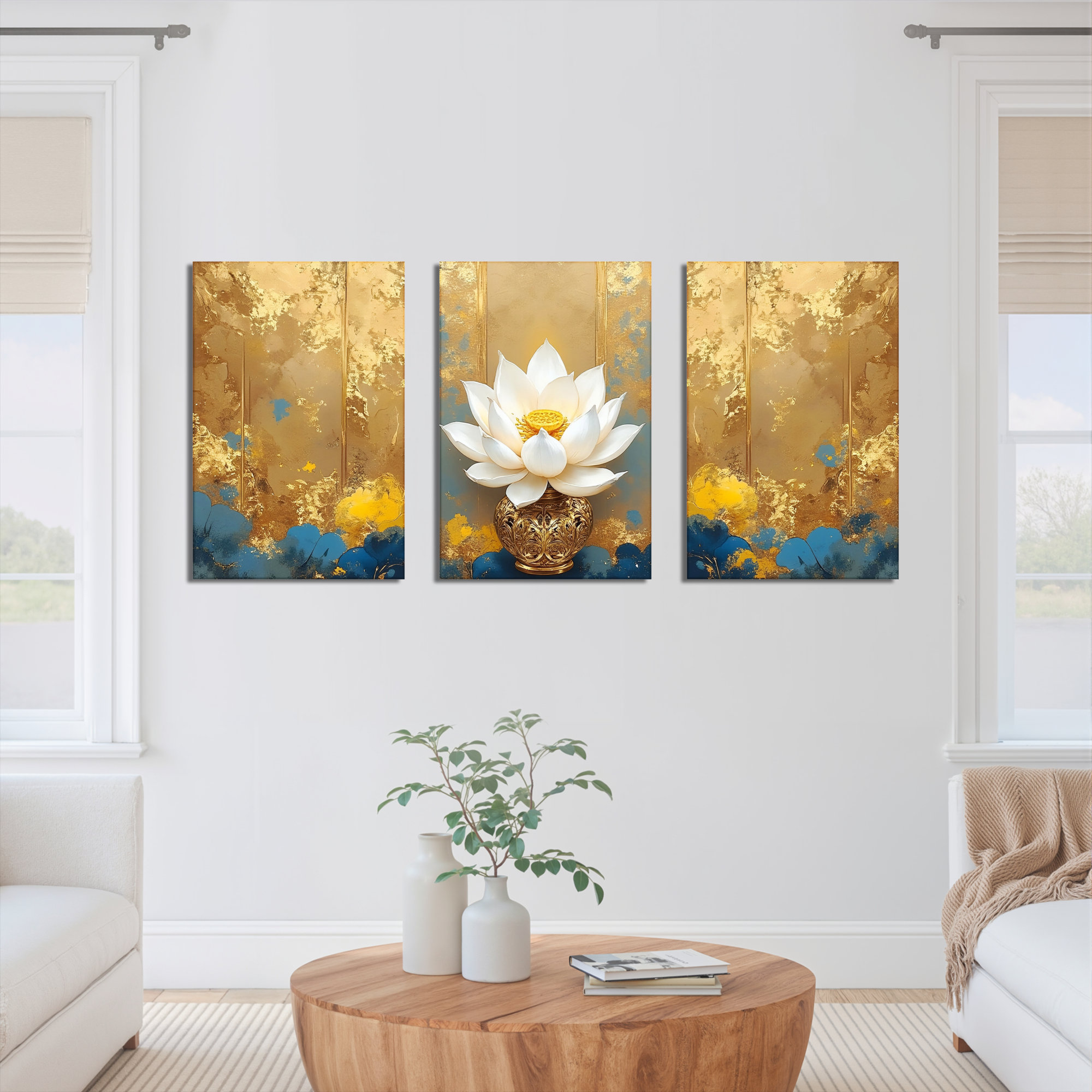 Red Barrel Studio Lotus Floral Canvas Wrapped Wall Art, Abstract Oil ...