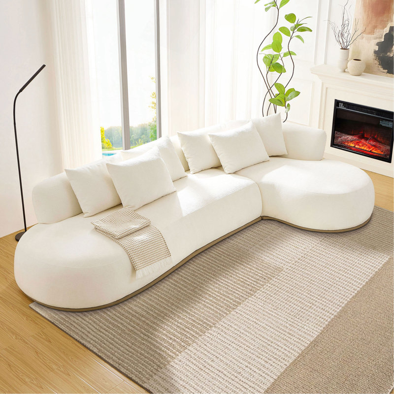 Canapé surdimensionné en L surdimensionné avec méridienne beige et assise profonde pour le salon, Right Hand Facing