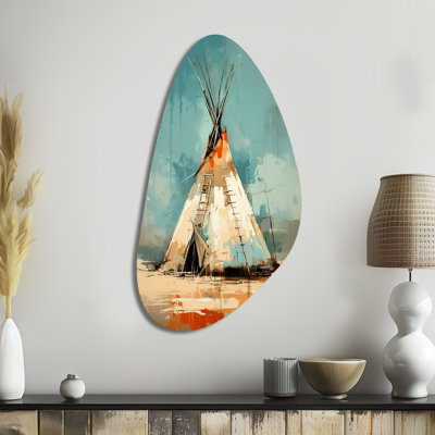 Décoration murale en métal turquoise en forme de tipi Native Whisper of Spirit - Native American Fall