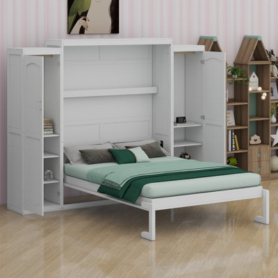 Lit escamotable avec garde-robe et tablette de rangement