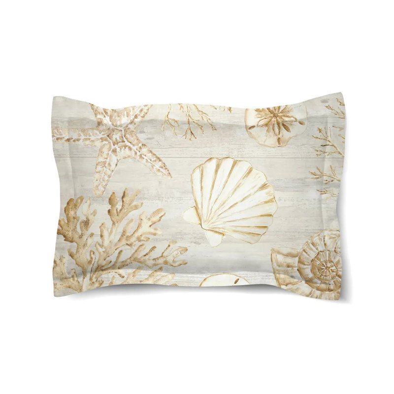 Taie d'édredon standard Laural Home Calm Shores Grey, Taie décorative format double