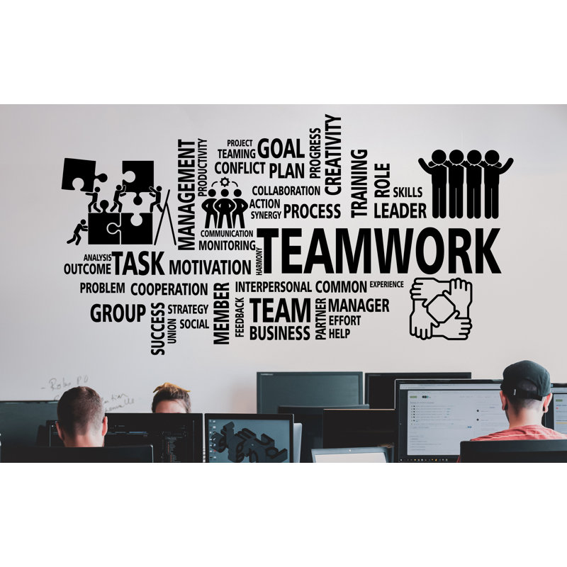 Adhésif décoratif travail d'équipe «Teamwork», Marine, H 41 po x l 22 po