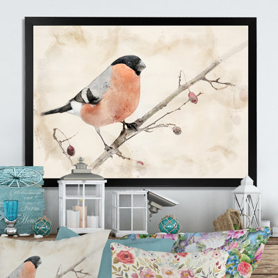Bouvreuil beige, reproduction de cadre flottant sur toile