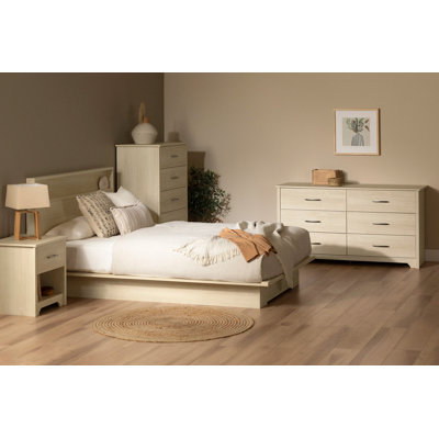Fusion Full/Queen Platform Bed And Headboard With Storage Shelf Set