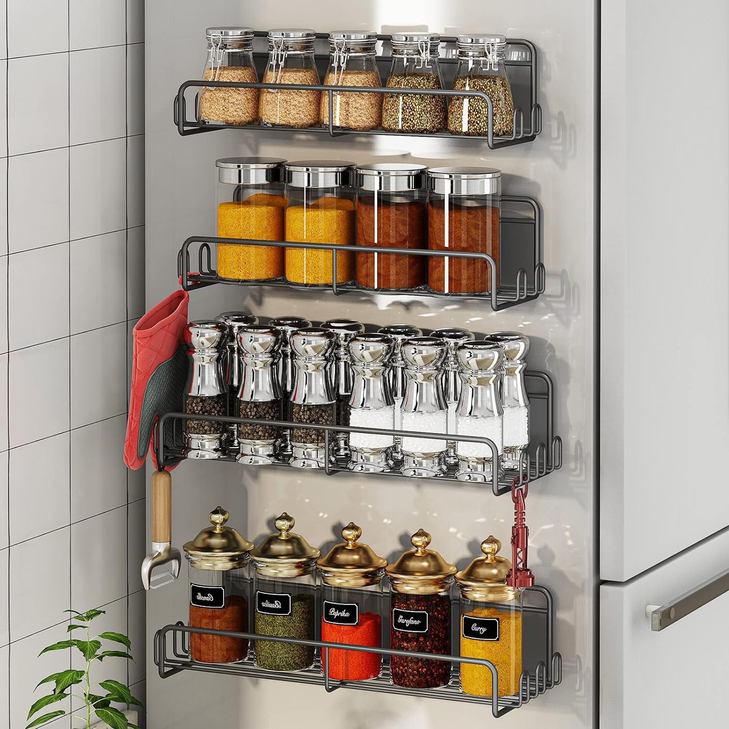 Prep & Savour Spice Rack Organizer, 4 Pack Magnetic Spice Rack For ...
