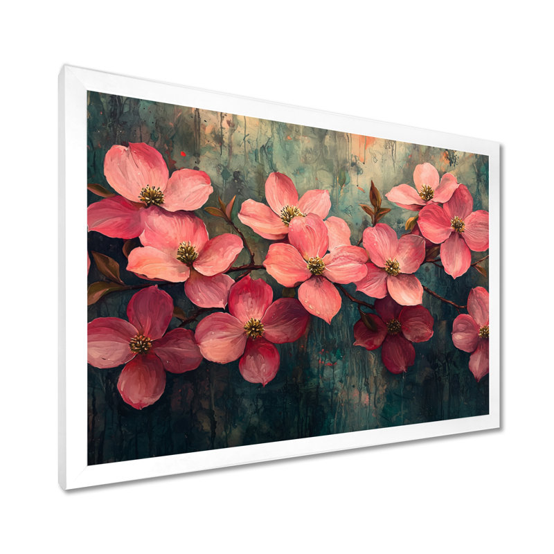 Imanie - Floral Wall Art, H 12 po x l 20 po, Cadre flottant, Blanc