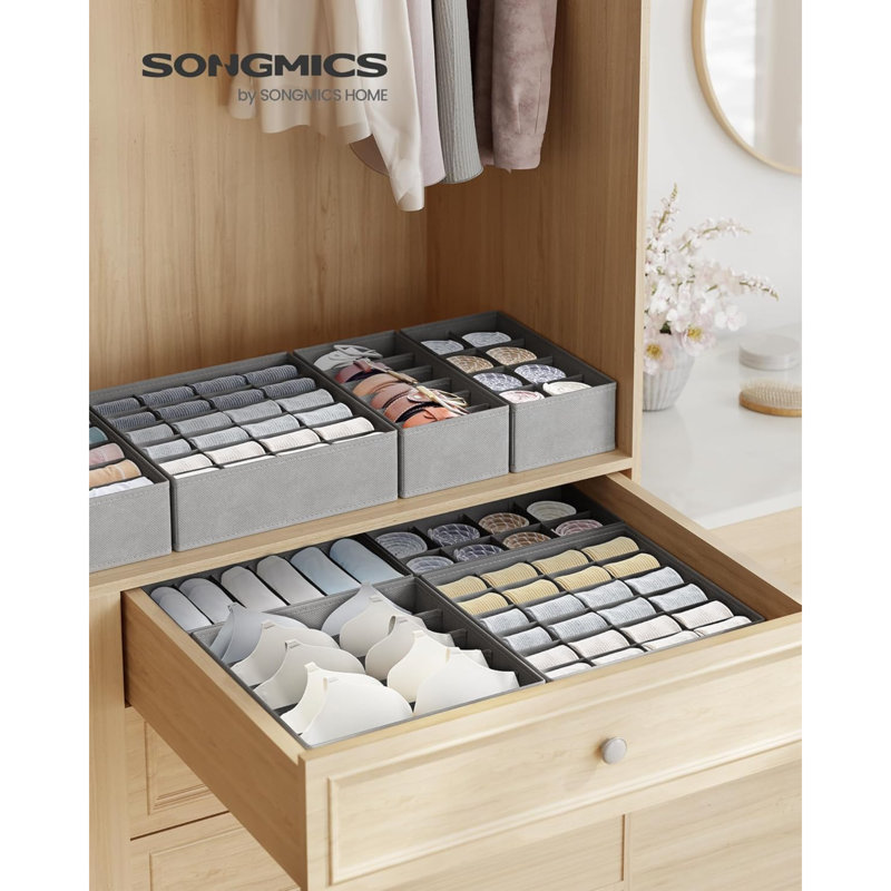 Set Of 8 Underwear Drawer Organisers, Drawer Dividers, Foldable, For Bras Undies Socks Ties, Fabric Storage Boxes For Closet Wardrobe Shelves