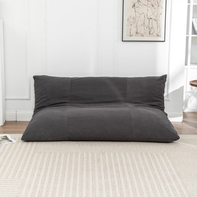Grey Corduroy Lazy Lounger, Skin - Bean Bag Chair, Soft Seat, Foam Filler, Ideal For Relaxing At Leisure Venues 3 In 1 Function, Machine Washable, Suitable Family Gathering Living Room