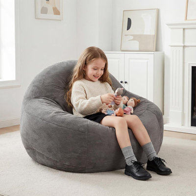 Fauteuil à billes, canapé de mobilier de salon avec housse en microfibre douce, canapé rond moelleux pour chambre d'étudiant - gris