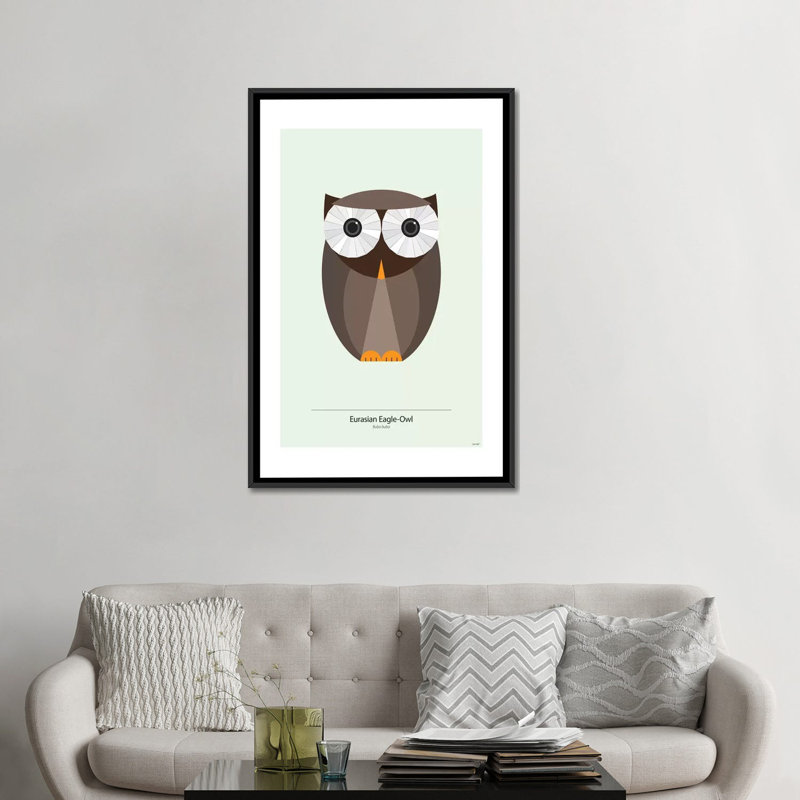 « bubo », impression sur toile tendue, Toile encadrée noire, H 48 po x l 32 po x P 1,5 po