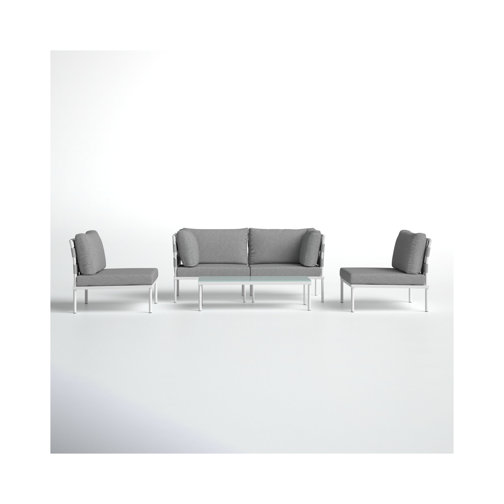 Harmony 5-piece Outdoor Patio Aluminum Sectional Sofa Set, Gray