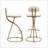 Round Bar Stool Armless Velvet Barstools With Back Set Of 2 Upholstered Counter Chair For Dining Room, Kitchen Island (Gold & Creamy White)