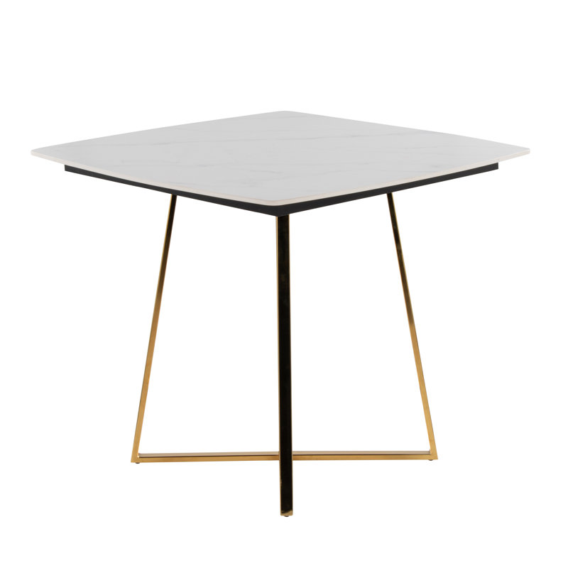 Table de salle à manger Folia, Blanc, Doré
