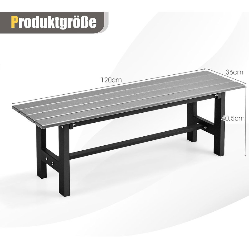 Overlea Outdoor Bench, Grey/Black