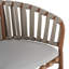 Ensemble de 4 tabourets de bar d'extérieur en corde de métal, structure en teck avec coussins beiges, collection de tabourets de patio résistants aux intempéries