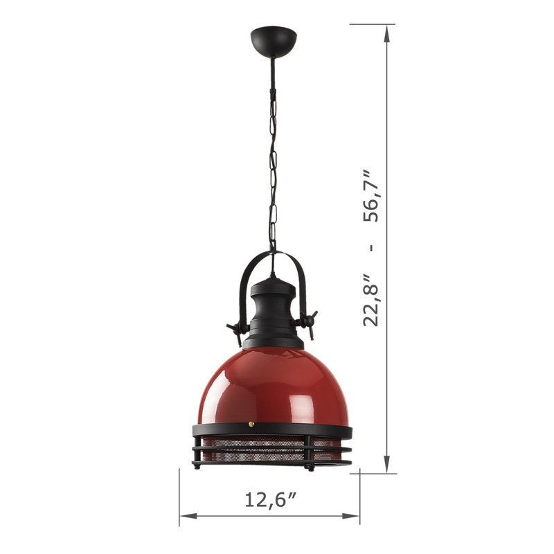 Luminaire suspendu en forme de dôme à 1 lumière Edmont