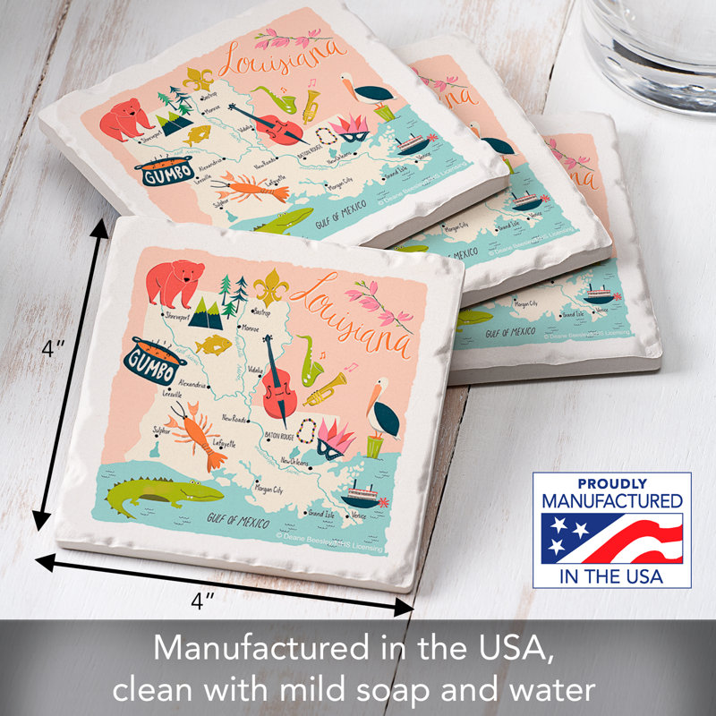 Louisiana Home 4-Pack Tumbled Tile Stone Coasters