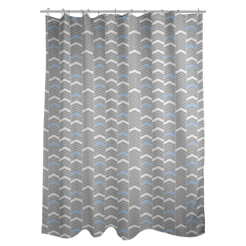 Rideau de douche simple à chevrons, Bleu