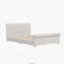 Lit plateforme Queen capitonné de style traîneau avec tête de lit haute, pied de lit arrondi, pieds et lattes en bois massif, beige-1000603166