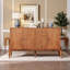 Buffet Unavela de 152 cm de large à 4 portes, fini placage acacia, fabrication artisanale robuste-1996259239