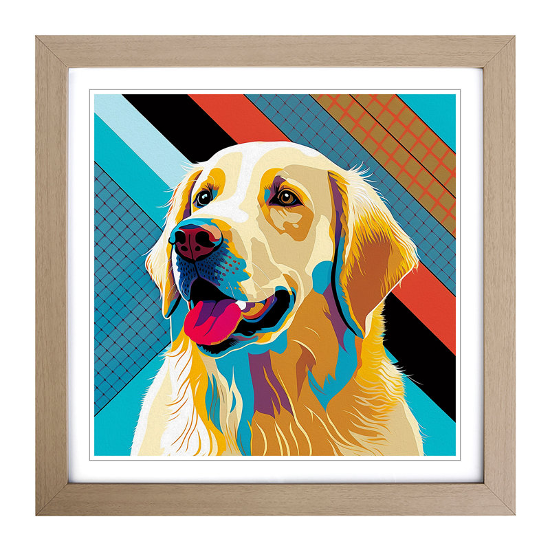 Golden Retriever Constructivism - Framed Print, Oak