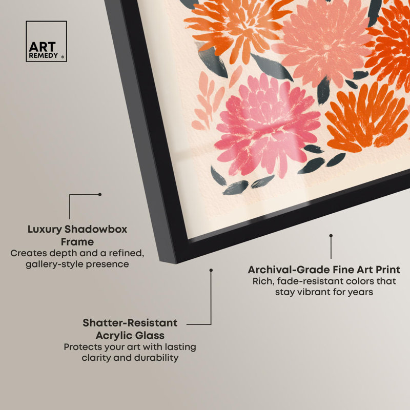 «Dahlia Dusk II Shadowbox Print Flower Art Decor» par Art Remedy, Noir, H 21 po x l 17 po