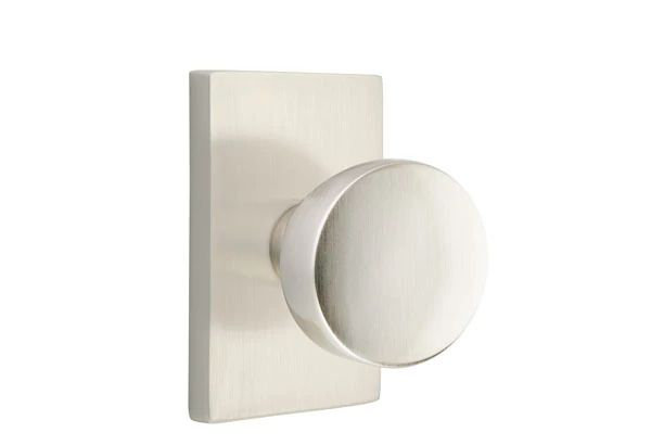 Emtek Privacy Interior Mortise Set w/ Modern Rectangular Rosette & Laurent Knob (RH)