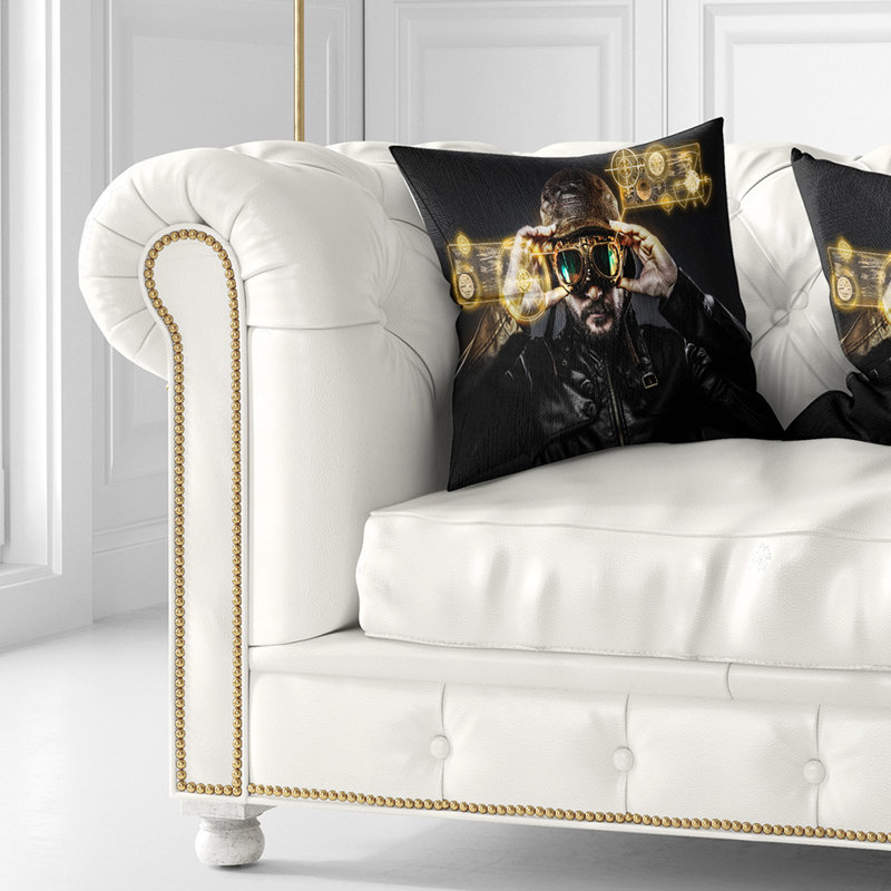 Coussin pilote de chasse avec chapeau et lunettes, 16 po x 1 po, Carré