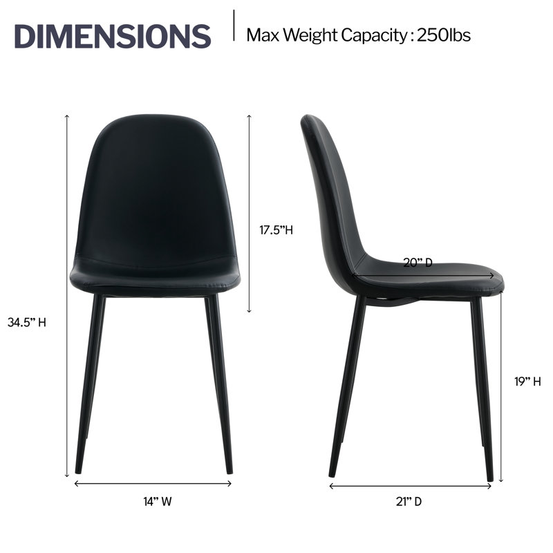 Chaise de salle à manger rembourrée Sera, Noir