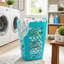 Panier à linge flexible carré bleu sarcelle (capacité de 2 boisseaux) - Conception ventilée, idéal pour le rangement de la lessive à la maison