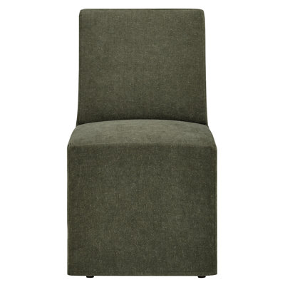 Tessera Upholstered Linen-Blend Slipcovered Dining Chair In Sage