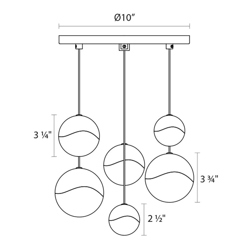 Grapes 6 - Light LED Pendant, Polished Chrome, 3.75" H x 11.75" x 11.75" D, Clear
