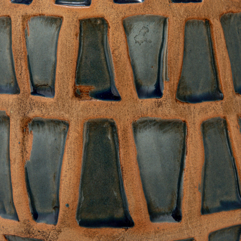 Lavola Debossed Terra-cotta Vase, Natural and Blue